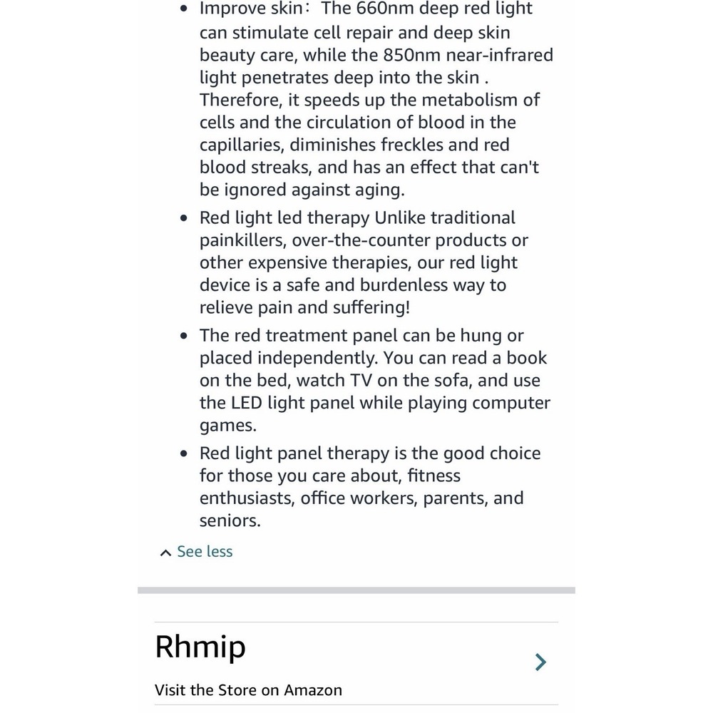Rhmip Red Light Therapy Device 45W LED Panel Deep 660nm and Near-Infrared 850nm - Picture 6 of 7